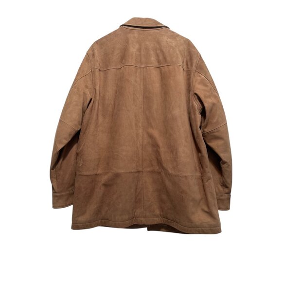 Roundtree Yorke Soft Suede Leather Barn Chore Coat Jacket Large Brown Western - Picture 2 of 16